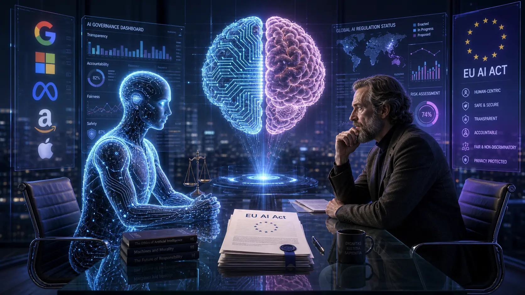 Illustration showing AI consciousness and the intersection of technology and philosophy